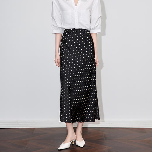 「高货wl」全新升级【铂金会员220/天猫289/差价69】(94644)洛诗琳高品质波点半身裙2025夏季新款醋酸缎面气质包臀裙 商品图1