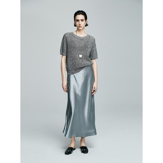 棉仓363635004初棉棉麻混纺镂空短袖针织上衣 商品图4