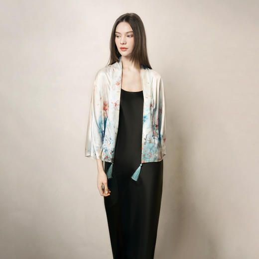 Soloseta22姆米真丝披肩外套上衣桑蚕丝印花丝巾2025秋冬新品送礼 商品图4