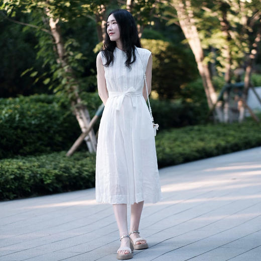 【高品质私服】【IC白色苎麻平纹布中长连衣裙】轻薄柔软，亲肤舒适，纤维强韧G1406-CC【无标出货 介意慎拍】 商品图5