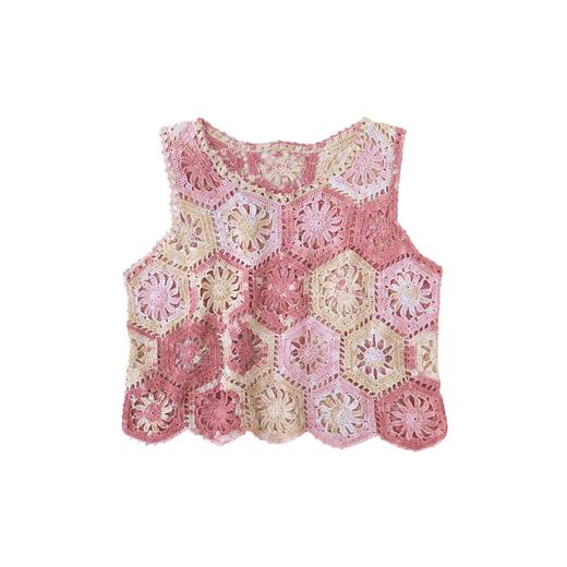 苏苏姐家六蕴拼花套头背心-5#段染蕾丝手工diy编织钩针上衣材料包预 商品图4