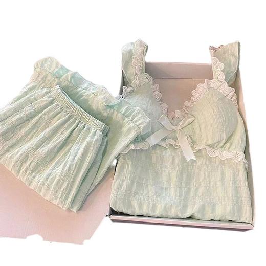 【吊带睡衣加大码300斤】新款田园风设计感睡衣女 套装家居服带胸垫  商品图4