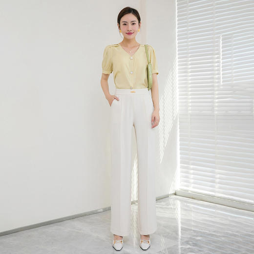 当季韩版松紧腰直筒西装面料顺滑喇叭裤    AC-3T2562 商品图0