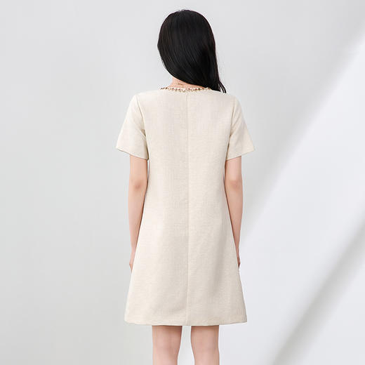 「高货wl」全新升级【铂金会员321/天猫429/差价108】(12357)洛诗琳法式小香风复古连衣裙2025夏季气质天丝麻显瘦A字裙 商品图1