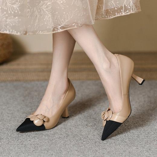【预售5天】法式仙女风花朵单鞋女尖头浅口拼色细跟气质时尚高跟鞋MLJ&A615 商品图2