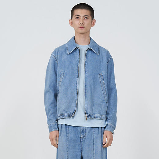 YOKE BLEACHED DENIM FRONT ZIP BLOUSON 复古石洗拉链牛仔夹克 商品图0