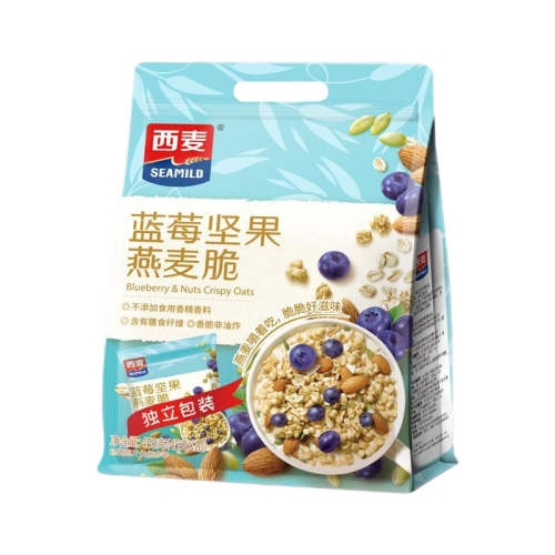 蓝莓坚果燕麦脆450g内含45g*10包独立包装澳洲燕麦高纤维0蔗糖早餐即食健身零食