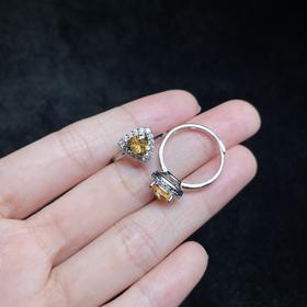 DS925水晶戒指-黄水晶三角面活口戒约6.5