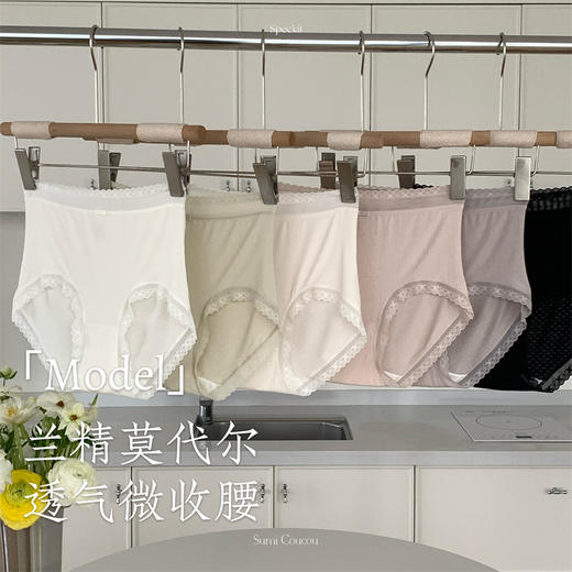 【透气微收腰】裸感兰精莫代尔内裤女生纯棉全棉裆抗菌无痕透气高腰大码三角裤 商品图0