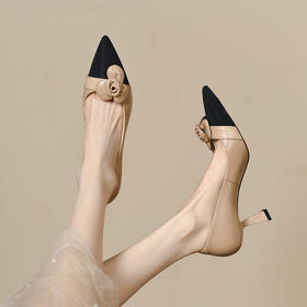 【预售5天】法式仙女风花朵单鞋女尖头浅口拼色细跟气质时尚高跟鞋MLJ&A615