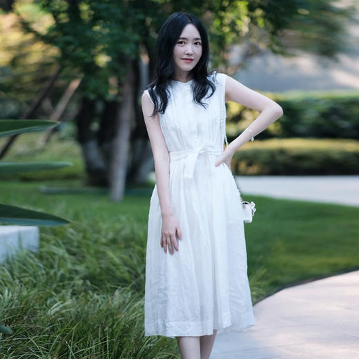 【高品质私服】【IC白色苎麻平纹布中长连衣裙】轻薄柔软，亲肤舒适，纤维强韧G1406-CC【无标出货 介意慎拍】 商品图7
