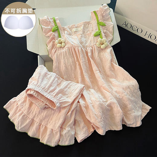 【睡衣女夏季吊带套装】带胸垫免穿文胸 可爱日系风可外穿家居服套装  商品图5