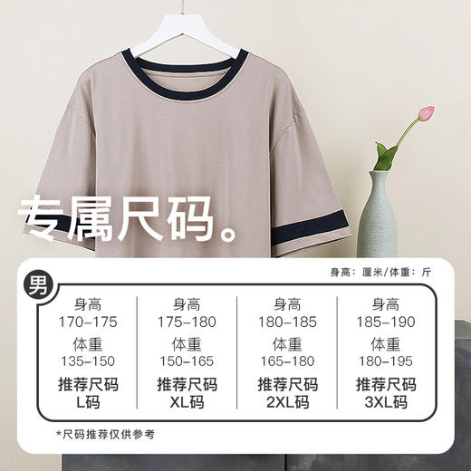 I‘d爱帝男士全棉拼色休闲圆领短袖五分裤家居套 商品图6