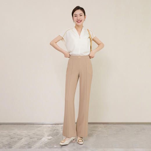 当季韩版松紧腰直筒西装面料顺滑喇叭裤    AC-3T2562 商品图2