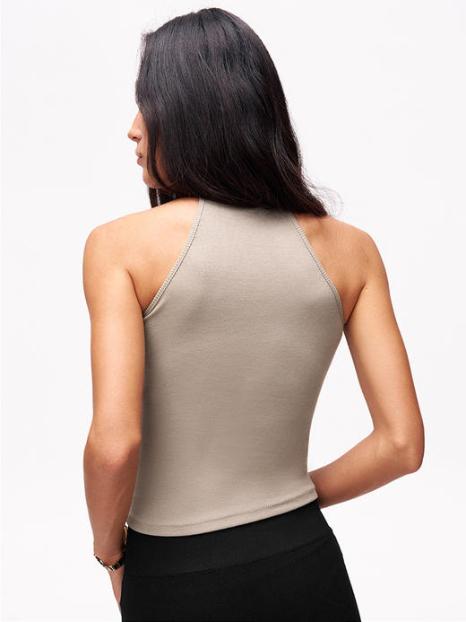 TR她热 朱砂痣 卡其色红色新中式盘扣镂空带胸垫挂脖背心吊带 商品图4