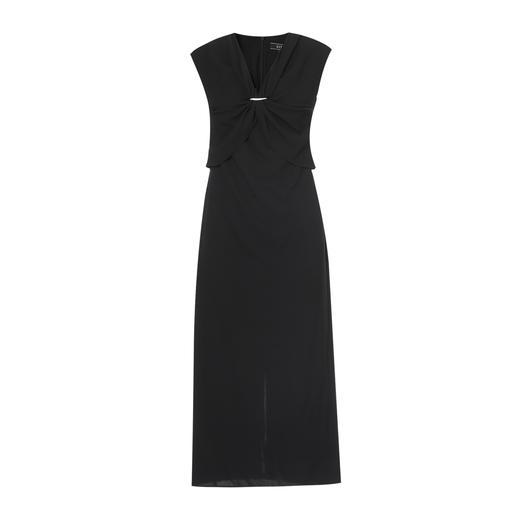 EITIE爱特爱法式优雅气质高级V领a字开叉显瘦连衣裙夏季新款8207923 商品图5