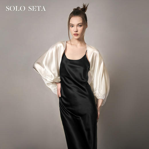 Solo seta22姆米真丝长袖披肩桑蚕丝防晒衣吊带裙外搭罩秋冬外套 商品图0