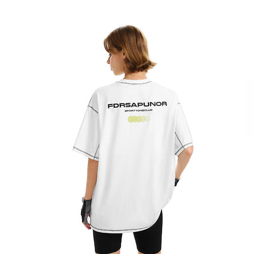 【178元任选3件】FDR旗舰店 网球叠影印花运动哈梭线速干宽松短袖 商品图0