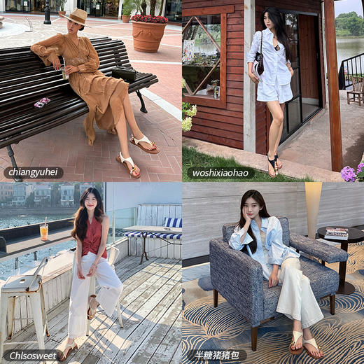 Dfuse迪芙斯2025夏季新款度假风人字拖T带平底鞋套趾凉鞋女鞋DFD2115103 商品图0