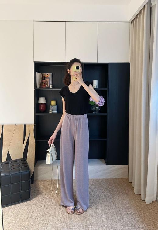 醋酸抖抖裤！2025麦穗肌理感醋酸时髦掐尖直筒阔腿休闲裤女夏款！ 商品图7