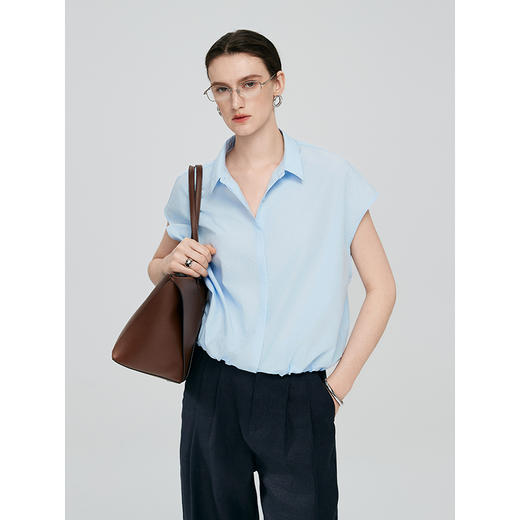 棉仓363604043初棉25春夏极简老钱风无袖抽绳衬衫 商品图1