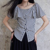 馥迦知性气质条纹短袖上衣 商品缩略图5