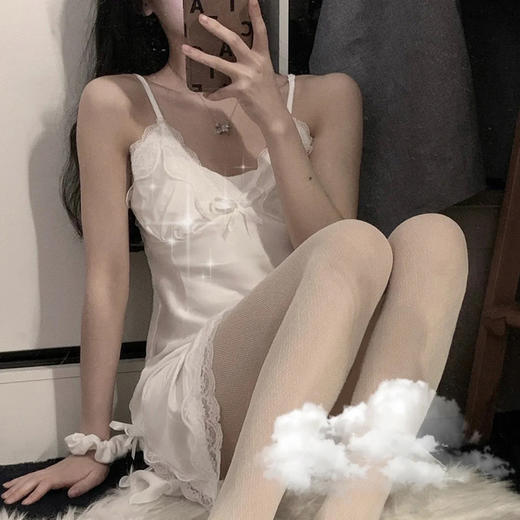 【法式纯欲性感吊带裙】睡衣女夏睡裙 网红新款甜美家居服可拆卸胸垫连衣裙  商品图4