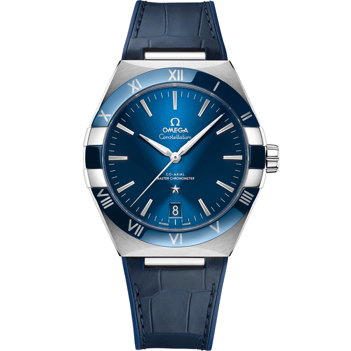 欧米茄星座系列男士机械腕表 41毫米, 精钢表壳 搭配 皮表带