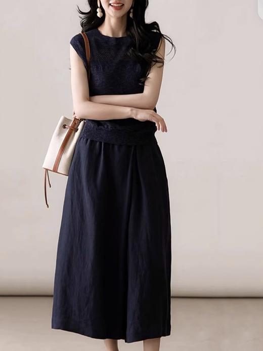 ✨【亚麻天丝凉感阔腿九分裙裤】，甄选汉麻斜纹布料，手感蓬松韧劲有质感，看着是裙子，其实是裤子，安全感爆棚， 巨显瘦！ 商品图11