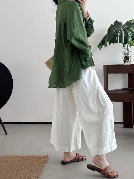 ✨【亚麻天丝凉感阔腿九分裙裤】，甄选汉麻斜纹布料，手感蓬松韧劲有质感，看着是裙子，其实是裤子，安全感爆棚， 巨显瘦！ 商品图6