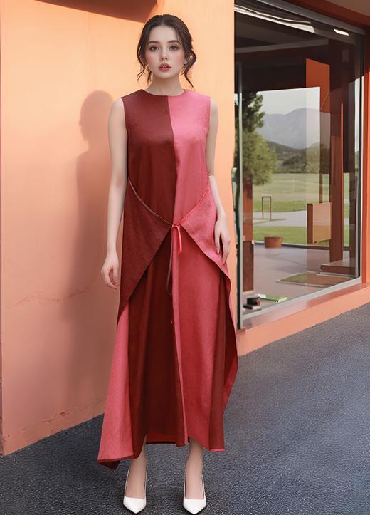 双拼色前搭片设计松弛感连衣裙 商品图0