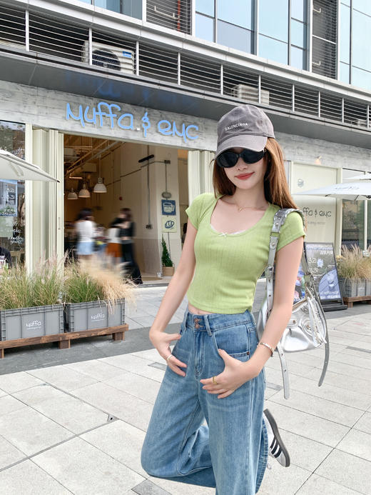 【110元任选3件】现货秒杀！卖完下架不再补 ！微信粉丝打折价！！ 蕾丝边短款短袖T恤 商品图8