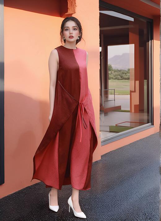 双拼色前搭片设计松弛感连衣裙 商品图3