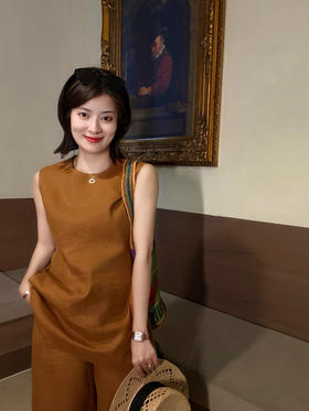 简约 通勤——亚麻套装