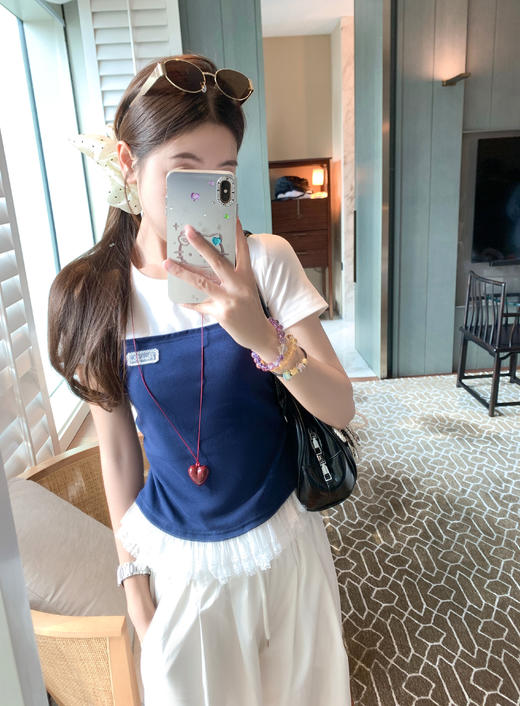 <曾小咸推荐>新品现货秒杀！卖完下架不再补 ！微信粉丝打折价！！撞色拼接短袖T恤 日常119.99/件 立减60 秒杀59.99/件！！ 商品图9