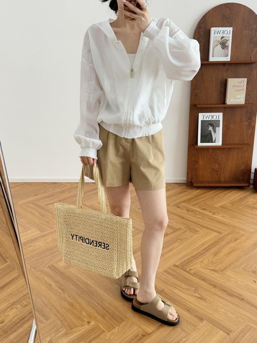 日光岛屿连帽蕾丝绣花防晒轻薄白色小斗篷帽衫 商品图1