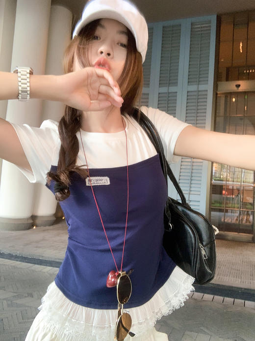 <曾小咸推荐>新品现货秒杀！卖完下架不再补 ！微信粉丝打折价！！撞色拼接短袖T恤 日常119.99/件 立减60 秒杀59.99/件！！ 商品图5
