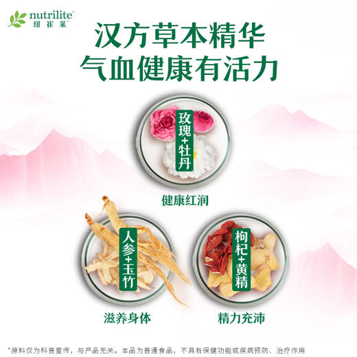 纽崔莱汉本萃活妍饮品30条装/玫瑰加牡丹/人参加玉竹/枸杞加黄精 商品图1