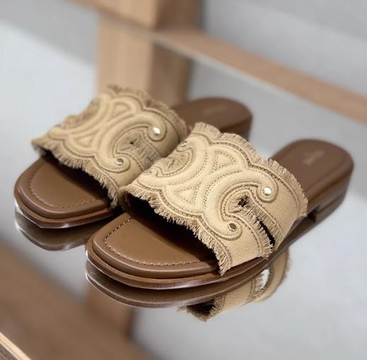 凯旋门牛仔猫须纯皮鞋拖 商品图6