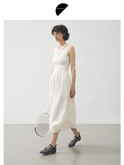 半圆/25735532/白色假两件圆领无袖连衣裙 商品图1