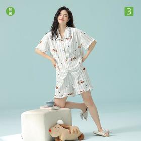 【抗菌新疆棉】a类拉架棉春夏季睡衣女纯棉短袖卡通狗家居服套装