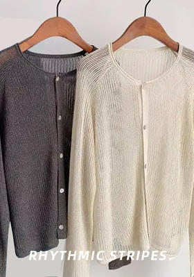 臣禾	【天丝空调小衫】亚麻天丝插肩袖针织开衫防晒衫短外套	JZ252090275