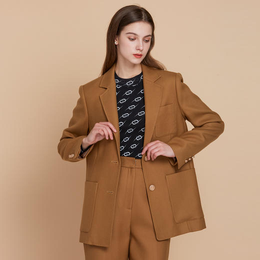 EITIE爱特爱冬季新款气质通勤修身显瘦干练100%绵羊毛毛呢西装外套603301 商品图3