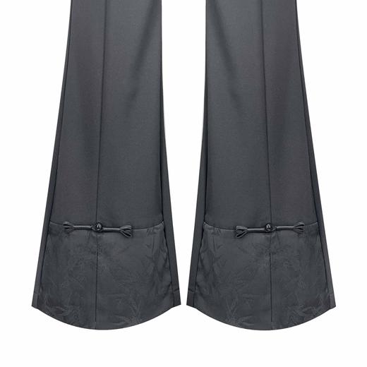 夏季款韩版后松紧腰轻国风脚口开叉拼接缎面印花微喇叭裤    AC-5K7218 商品图7