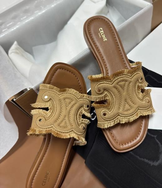 凯旋门牛仔猫须纯皮鞋拖 商品图10