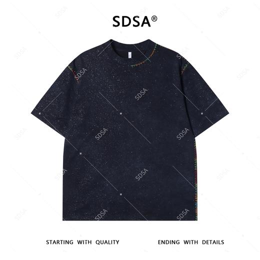 T3858夏季高级感新款男士美式满天星彩色缝线设计短袖T恤休闲圆领上衣 商品图1