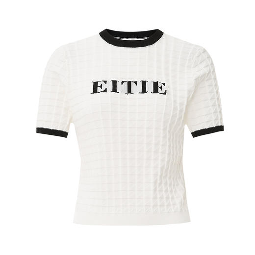 EITIE爱特爱春季新款撞色显瘦百搭基础简约针织衫7701412 商品图11