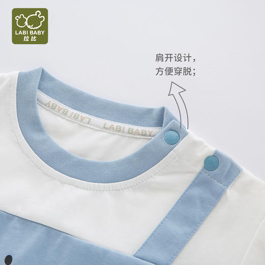 拉比-童衣类（夏）I5自然假两件连体衣灰蓝059 商品图5