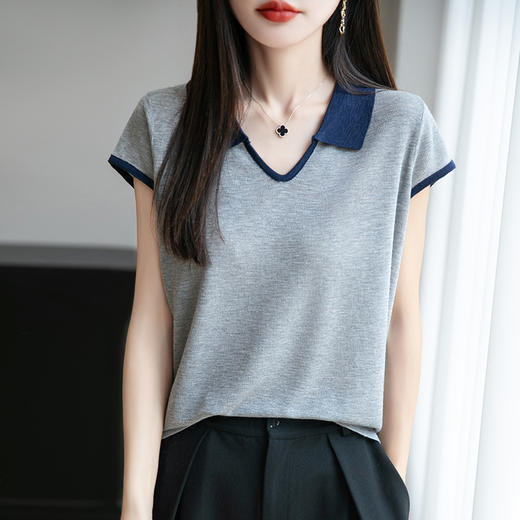 小众不撞款翻领打底衫女2025初夏穿搭新款上衣今年流行的爆款小衫 商品图1