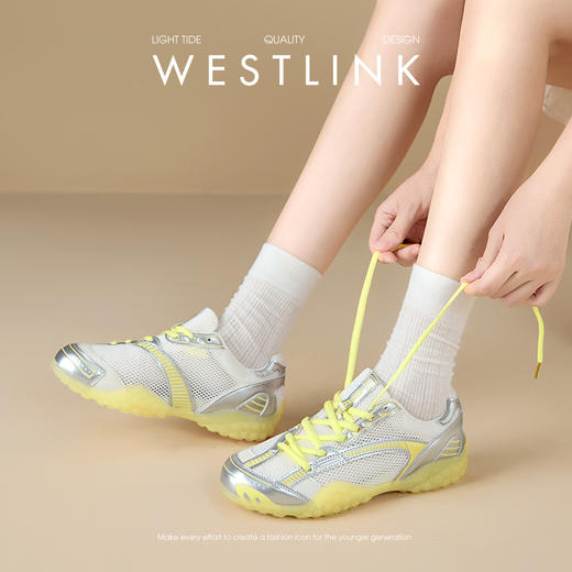 【限时秒杀】西遇薄款网面德训鞋女新款夏季爆款芭蕾休闲鞋透气银色运动鞋V1256851 商品图2